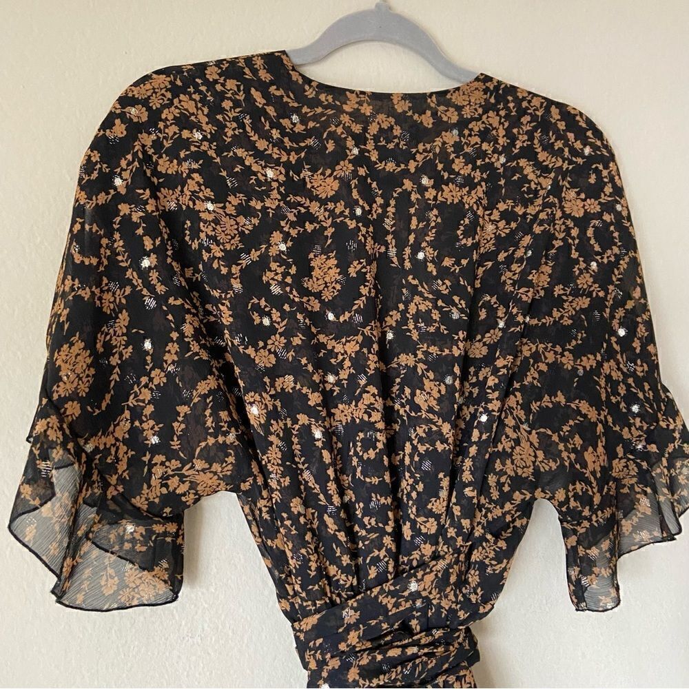 Sabina Musayev Brook Maxi Brown Dress Sheer Floral Size M - Picture 8 of 11